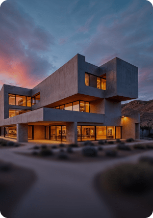 Contemporary villa during sunset in Montenegro